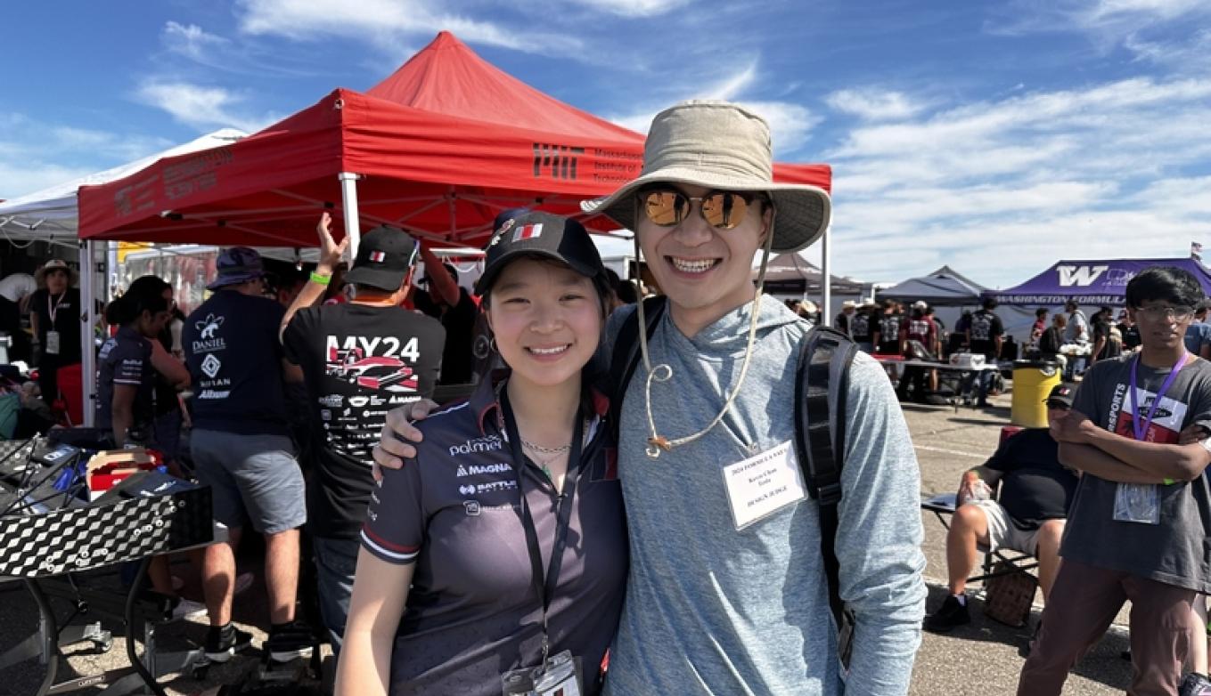 Caption:Monica andKevin Chan at the Formula SAE Electric Competition in Michigan