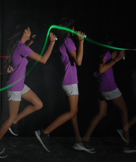 multiple images of a girl with a flashlight