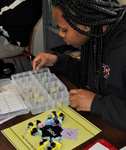 Student working with the Edgerton Center's Active Molecular Models