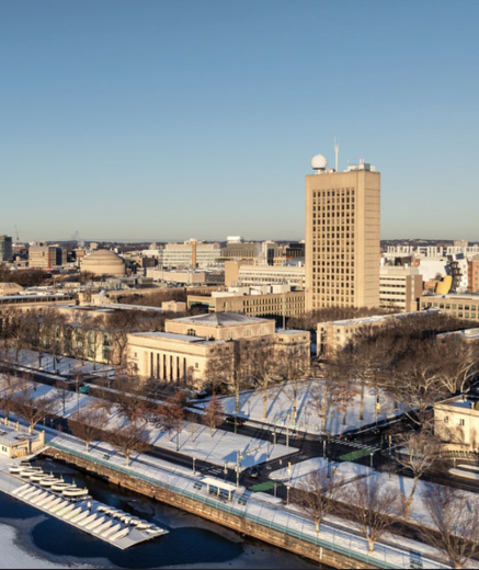MIT's Green Building in the winter